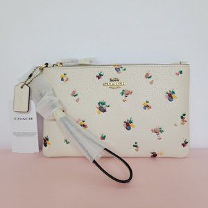 Coach Floral Printed Leather Small Wristlet